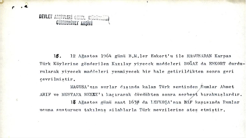 Kıbrıs Barış Harekatı için devleti alarma geçiren belgeler Devlet Arşivleri