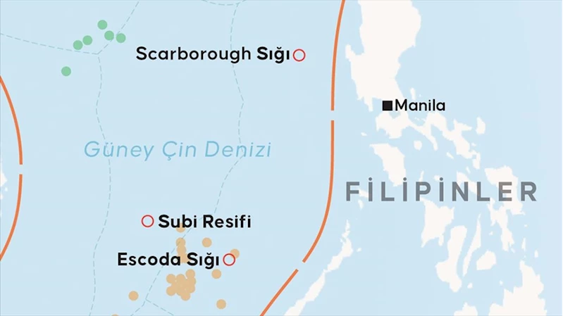 Çin ve Filipinler arasında Güney Çin Denizi