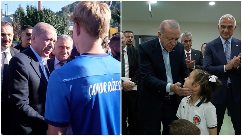 Cumhurbaşkanı Erdoğan, Çaykur Rizespor Futbol Kulübü ve Rize Çay İlkokulunu ziyaret etti