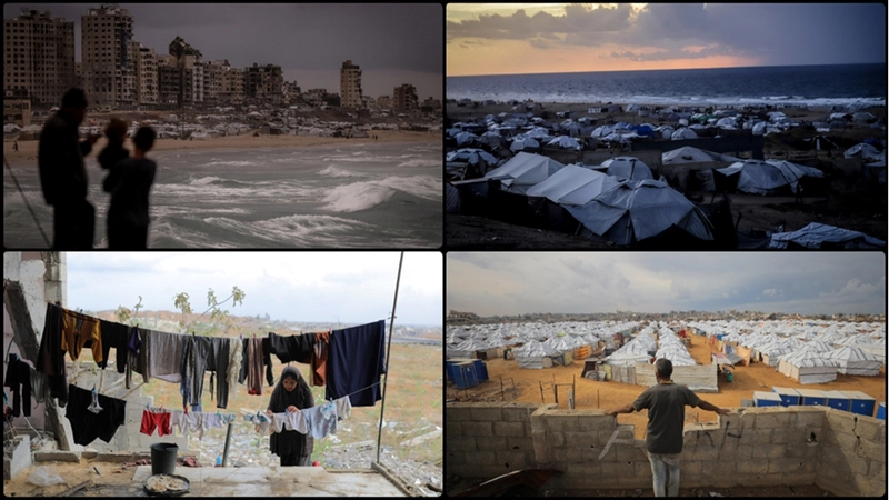 Gazze’de yağmur altında kalan çadırlar Filistinlilerin yaşadığı dramı derinleştiriyor