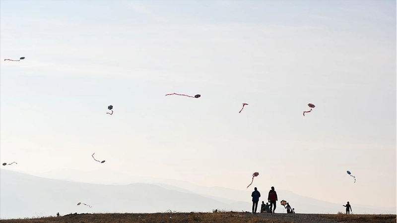 Tarihi Hasankeyf ilçesinde uçurtmalar hakları ihlal edilen çocuklar için uçuruldu