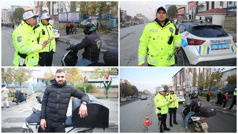 Elleri üşüyen kuryeye eldivenini veren polisin görüntüsü sosyal medyada beğeni topladı
