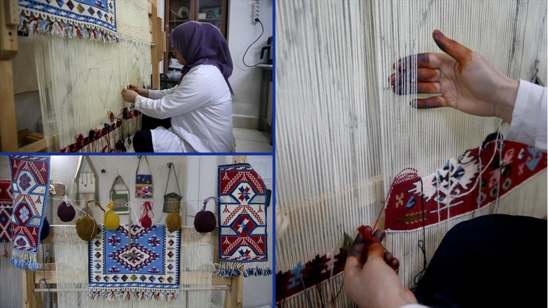 Tarihi Sarız kilimi unutulmaması için dokunup arşivleniyor